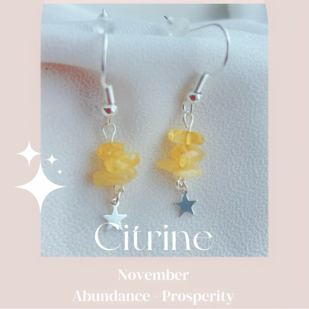 Citrine natural gem stone 925 sterling silver dangle earring handmade